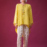 Bandhani Yellow Asymmetrical Tunic