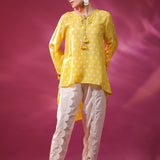 Bandhani Yellow Asymmetrical Tunic