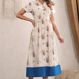 Floral Printed Cotton One Piece For Women
