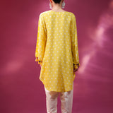 Bandhani Yellow Asymmetrical Tunic