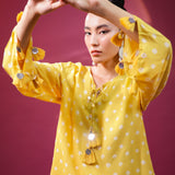 Bandhani Yellow Asymmetrical Tunic