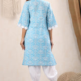 Skyblue Lace Detailing Kurta