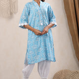 Skyblue Lace Detailing Kurta