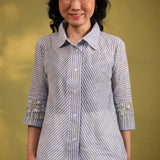 Daisy Blue Embroidered Shirt