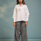 White Sunflower Embroidered Shirt
