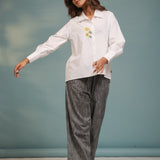 White Sunflower Embroidered Shirt