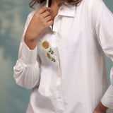 White Sunflower Embroidered Shirt