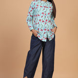 Relaxed Cotton Shirt In Sky Blue Colour