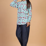 Relaxed Cotton Shirt In Sky Blue Colour