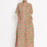 Cotton Front Open Kaftan In Yellow Colour
