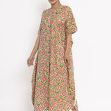 Cotton Front Open Kaftan In Yellow Colour