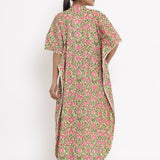Cotton Front Open Kaftan In Yellow Colour