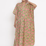 Cotton Front Open Kaftan In Yellow Colour
