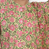 Cotton Front Open Kaftan In Yellow Colour