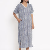 Blue Colour Cotton Night Dress