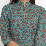 Cotton Silk Straight Kurta In Green Colour