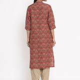 Cotton Silk Straight Kurta In Red Colour