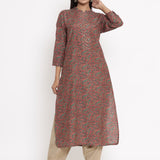 Cotton Silk Straight Kurta In Maroon Colour