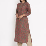 Cotton Silk Straight Kurta In Maroon Colour
