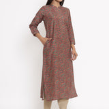 Cotton Silk Straight Kurta In Maroon Colour