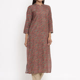 Cotton Silk Straight Kurta In Maroon Colour
