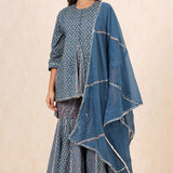 Blue Colour Ajrak Printed Kurta