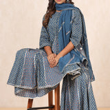 Blue Colour Ajrak Printed Kurta