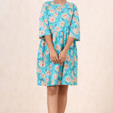 Floral Printed Sea Green Cotton Dress