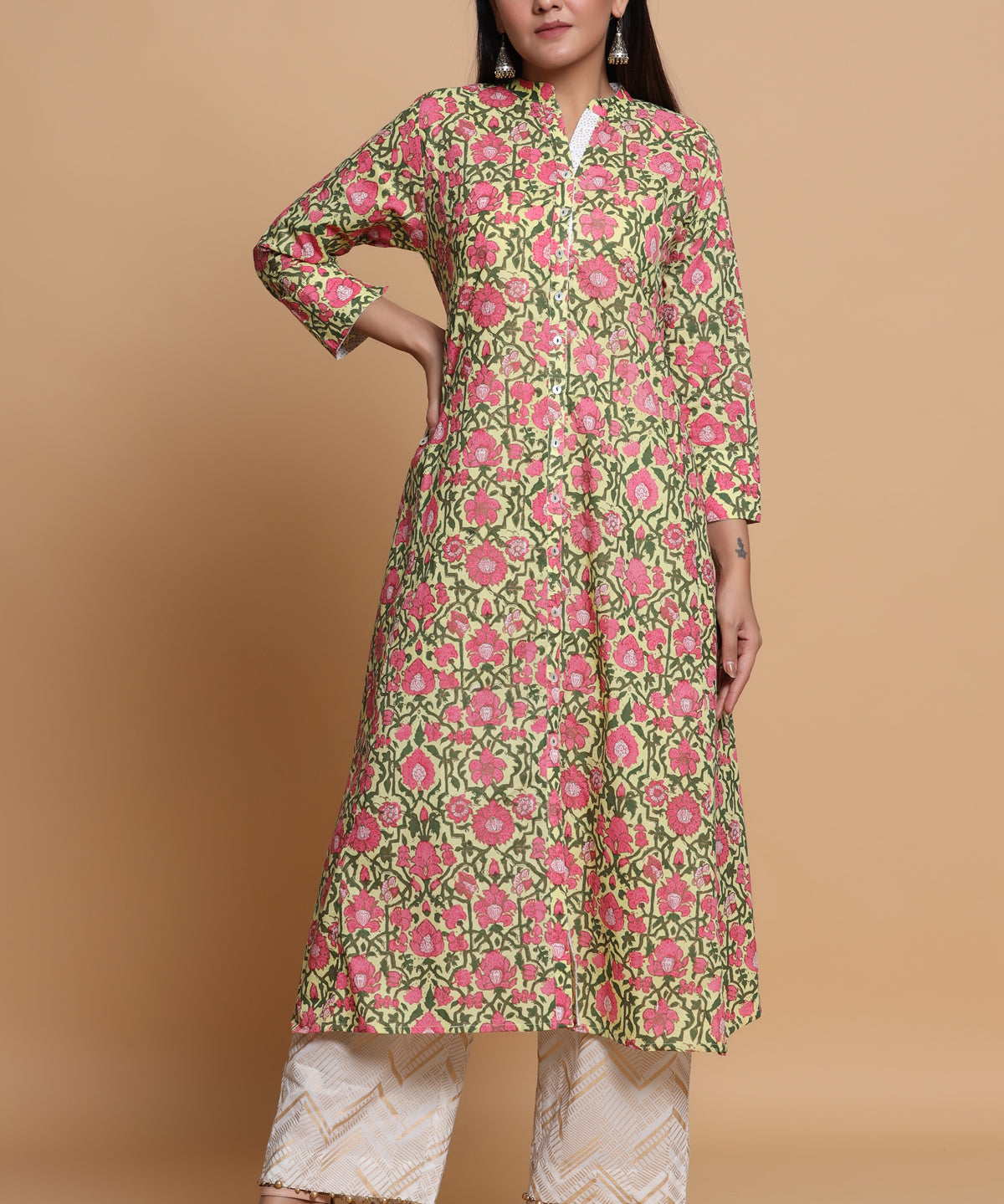 A LINE FLORAL PRINTED KURTA