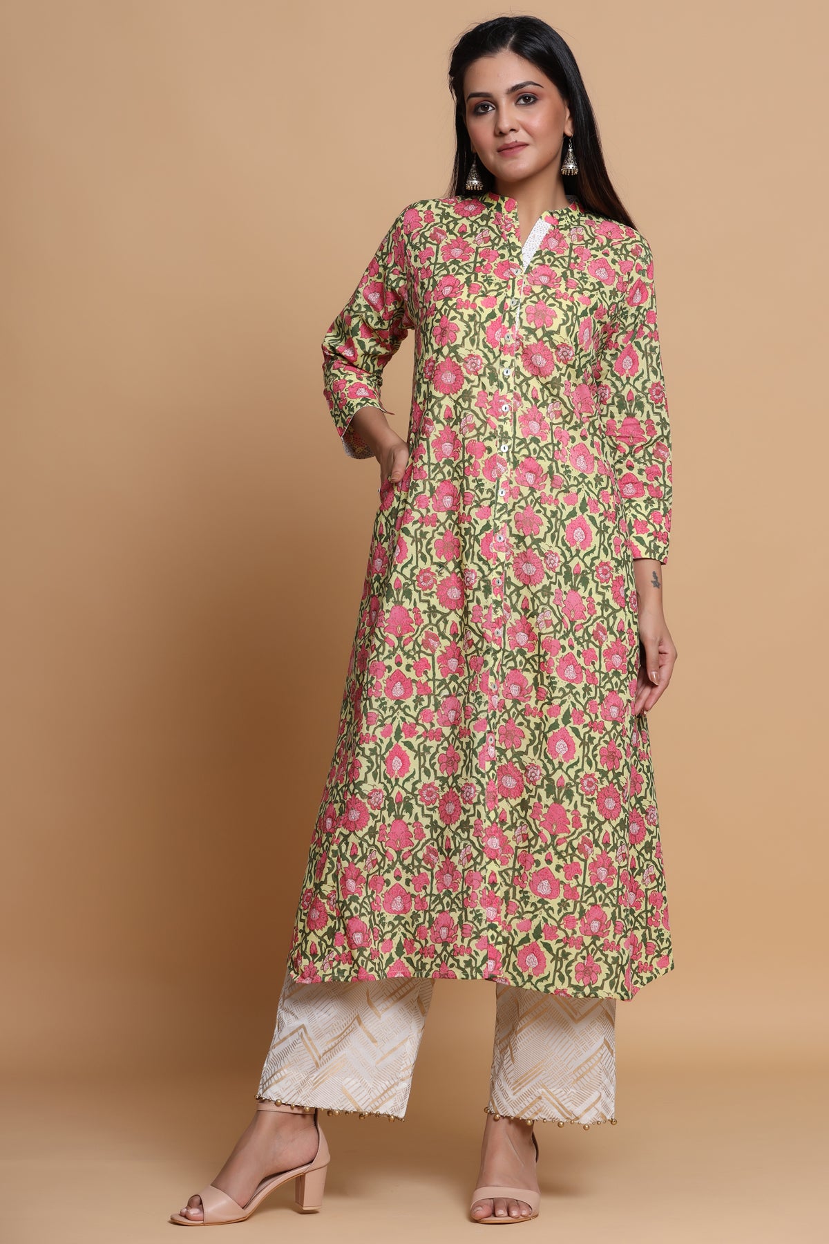 A LINE FLORAL PRINTED KURTA