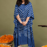 Bandhani Kaftan In Blue Colour With Belt