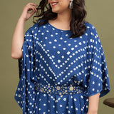 Bandhani Kaftan In Blue Colour With Belt