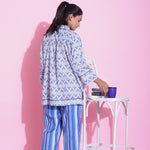 STRIPED PRINT COTTON NIGHTWEAR PYJAMA SET