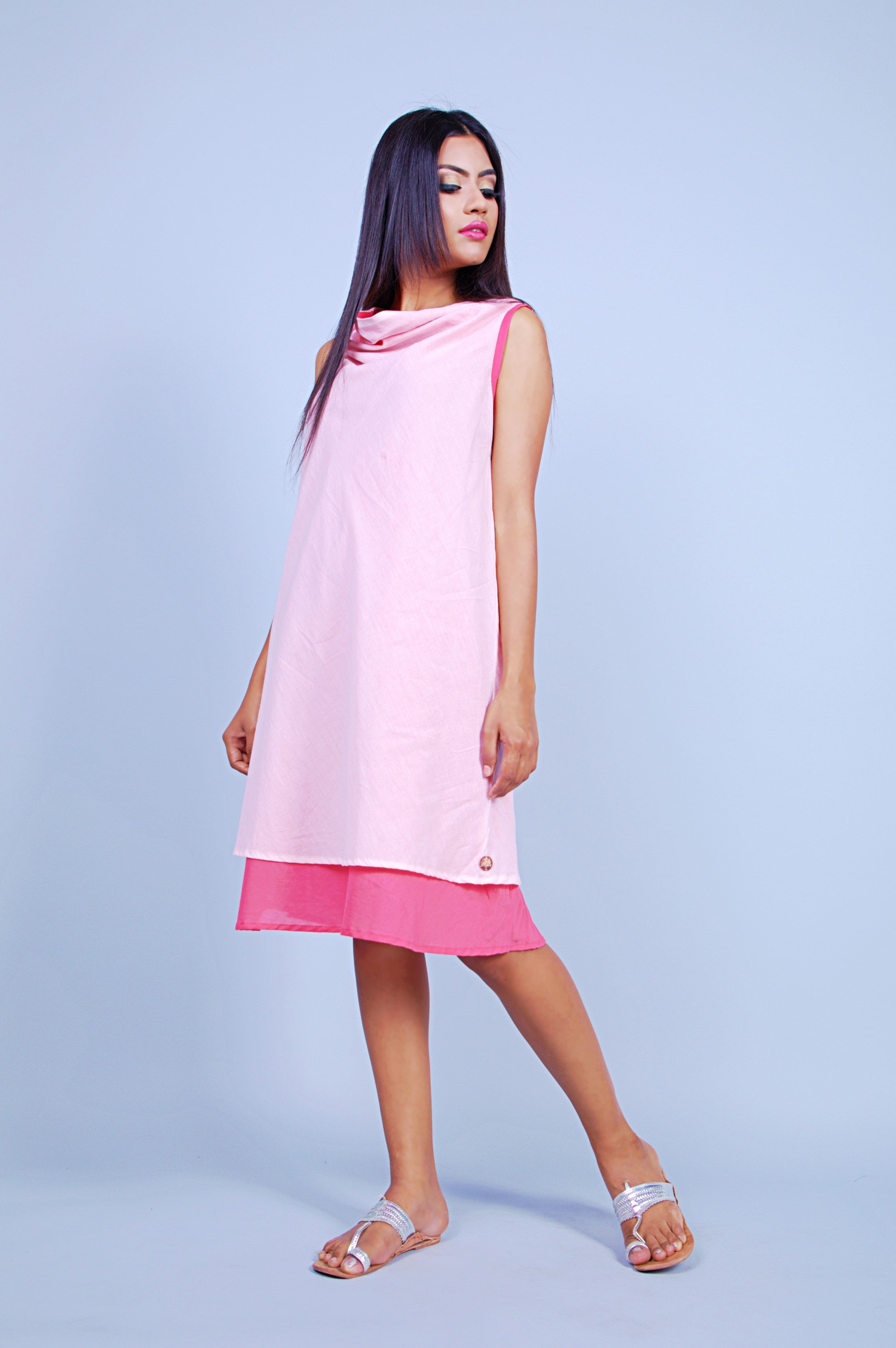 COWL NECK SHORT DRESS