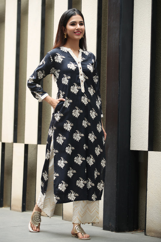 Cotton golden printed pant
