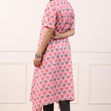 Stylish Asymmetrical Pink Cotton Kurta