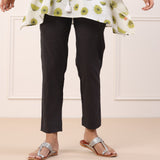 Cotton Pintuck Pant In Black Colour