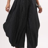 Black Layered Cotton Dhoti Pants