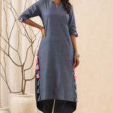 Blue Trendy Straight Cotton Kurta