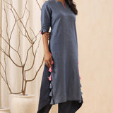 Blue Trendy Straight Cotton Kurta