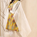 Mustard Pearl Detailing Cotton Kurta