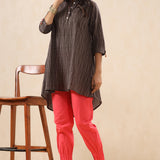 Brown Cotton Collared Tunic For Women