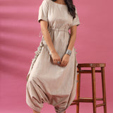 Yarn-dyed Cotton Beige Jumpsuit