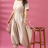 Yarn-dyed Cotton Beige Jumpsuit