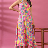 Multicolored Flared Cotton Dress