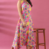 Multicolored Flared Cotton Dress