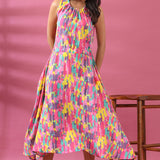 Multicolored Flared Cotton Dress