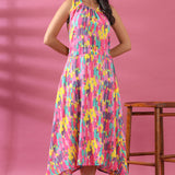 Multicolored Flared Cotton Dress