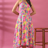 Multicolored Flared Cotton Dress