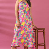 Multicolored Flared Cotton Dress